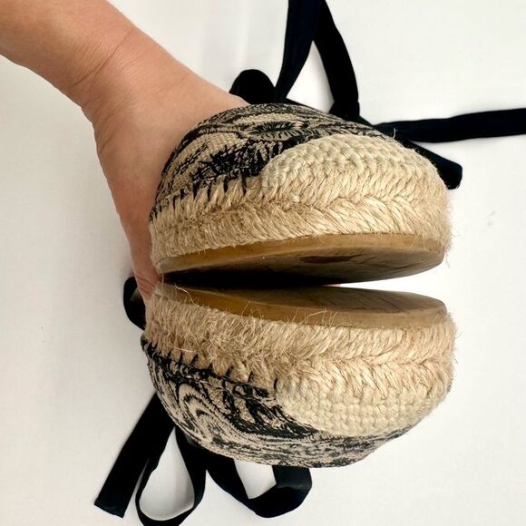 Dior Embroidered Canvas & Leather Ankle Tie Espadrille Flats EU 37.5 US 7.5 - Picture 6 of 11